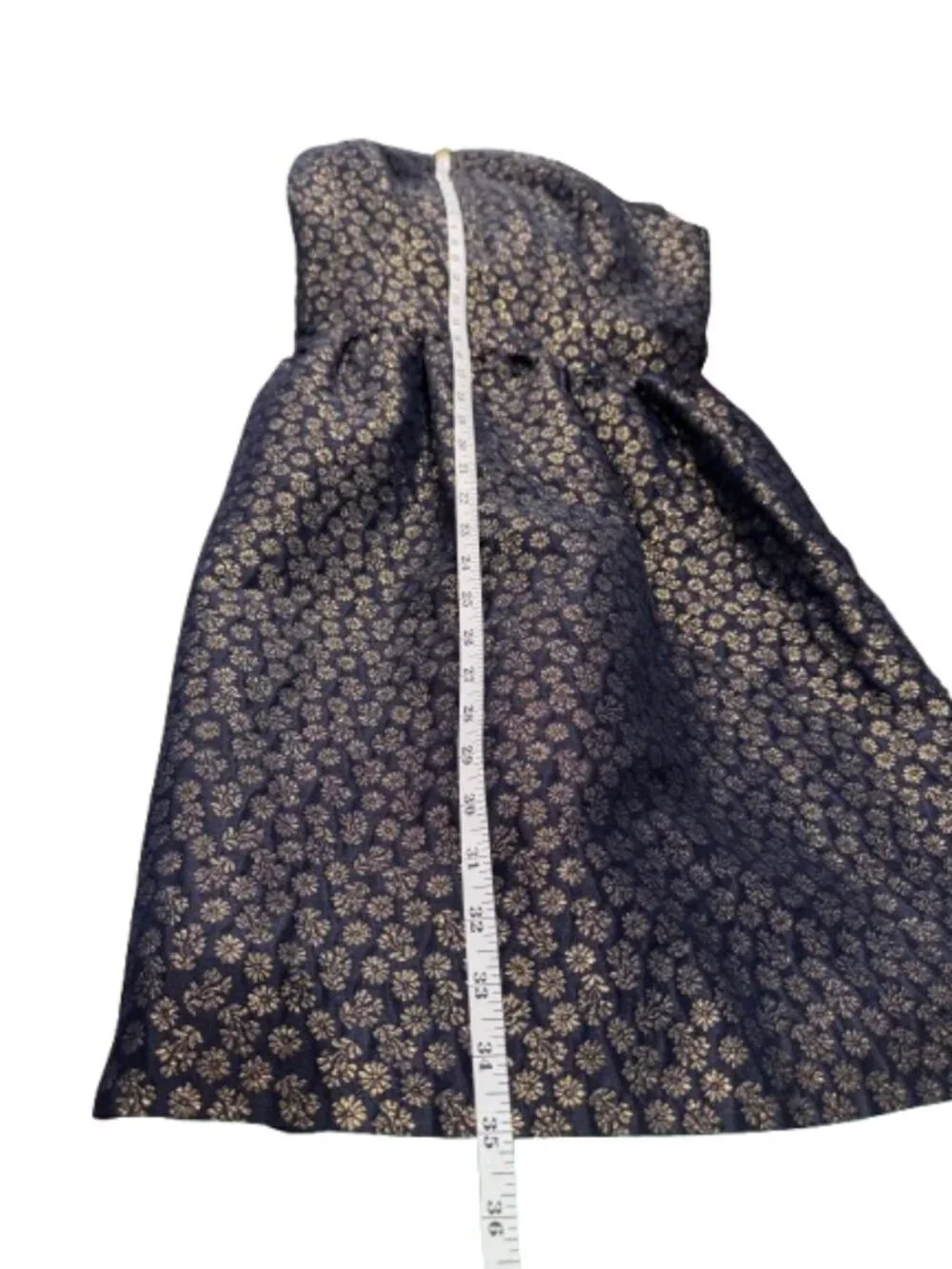 J. Crew Navy Metallic Floral Fit-and-Flare Dress